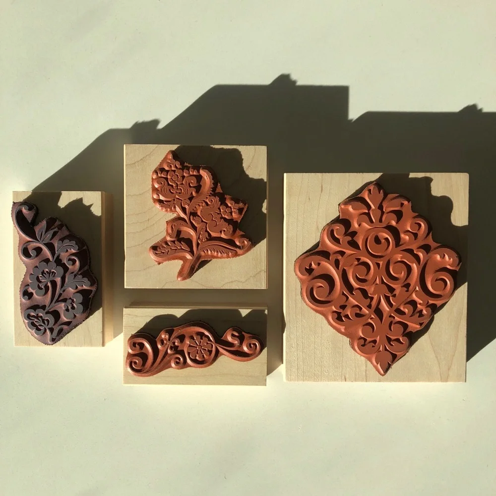 Paper Source Floral & Baroque Vintage Rubber Stamp Set